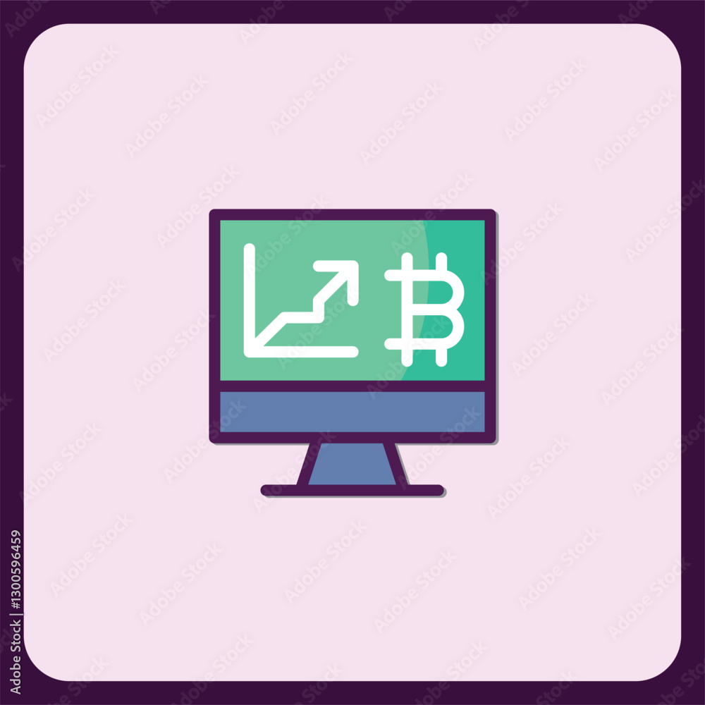 Aufkleber bitcoin price growth chart on computer screen monitor