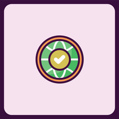 Global Check Mark Icon Design, Approved Worldwide Concept Illustration