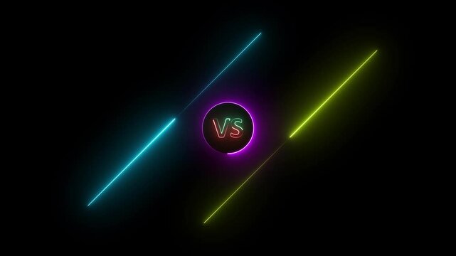 Abstract neon vs line icon animation glowing line Light effect icon on black background 4k animated