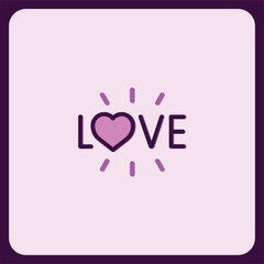 Minimalist Love Heart Design Graphic Purple and White