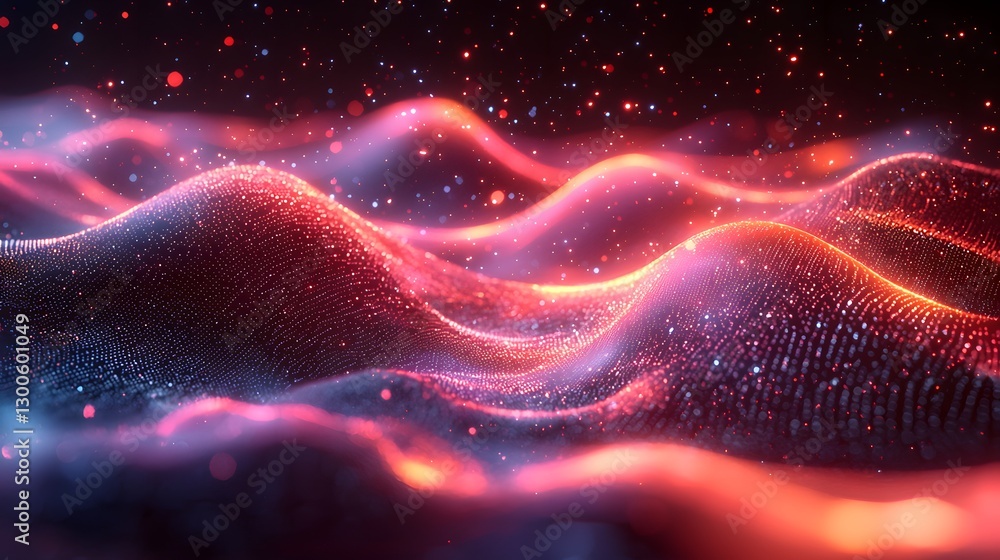 Poster captivating wave of light flowing through space with beautiful colors and a sense of motion evoking 
