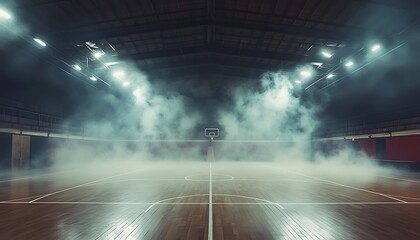 Smoky indoor basketball court