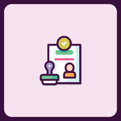 Approved Application Icon Design with Stamp and Check Mark