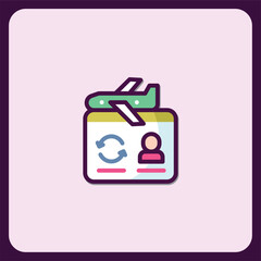 Airline Boarding Pass Icon Design with Airplane and Refresh Symbol