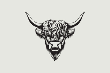 Majestic Highland Cow Illustration 
 vector