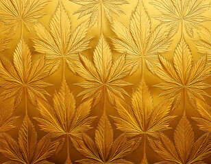 Elegant Gold Leaf Imprints on Golden Surface