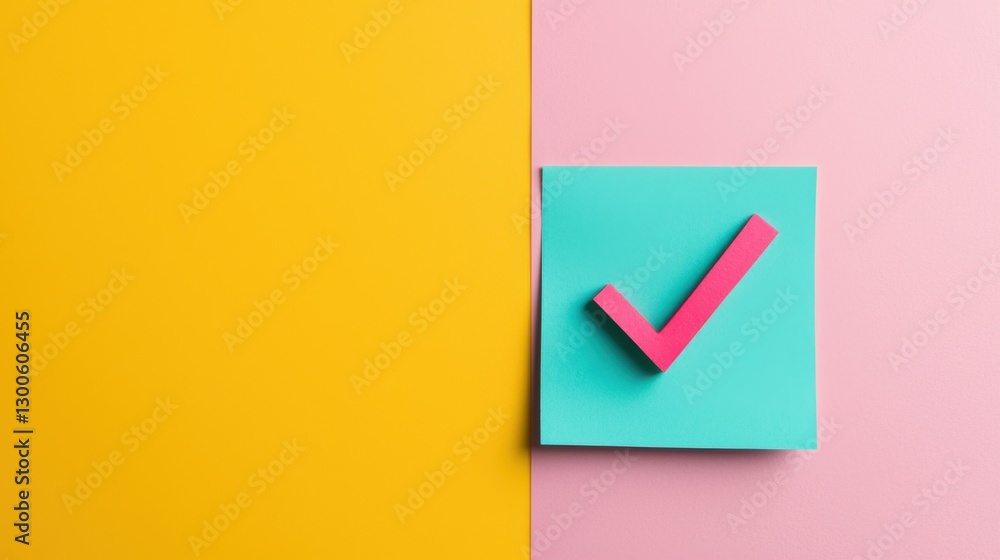 Poster check mark infographics concept. bright and colorful sticky notes forming a to do list