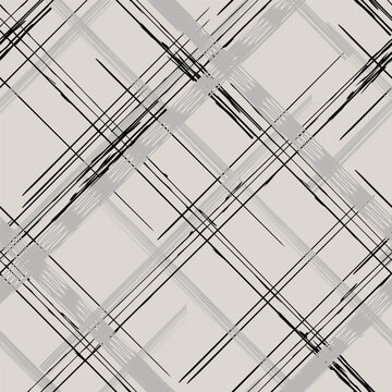 Seamless geometric pattern with black and grey diagonal stripes. Hand drawn background.