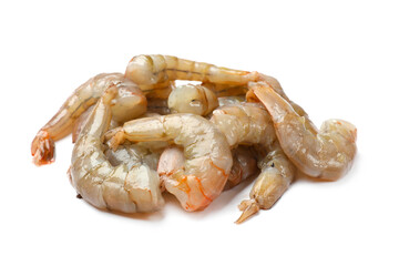 Fresh raw shrimps isolated on white. Sea food