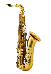 Obraz premium Musical instrument tenor saxophone isolated on transparent background
