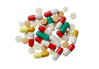 Colorful pills isolated on transparent background