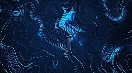 Luminous Topographic Contours, A Mesmerizing Abstraction of Blue Gradients