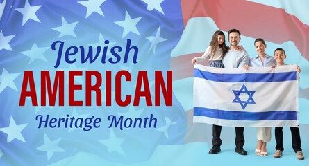 Banner for Jewish American Heritage Month with happy family