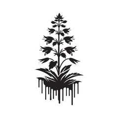 Naklejka premium Monochromatic Floral Silhouette with Dripping Ink Effect