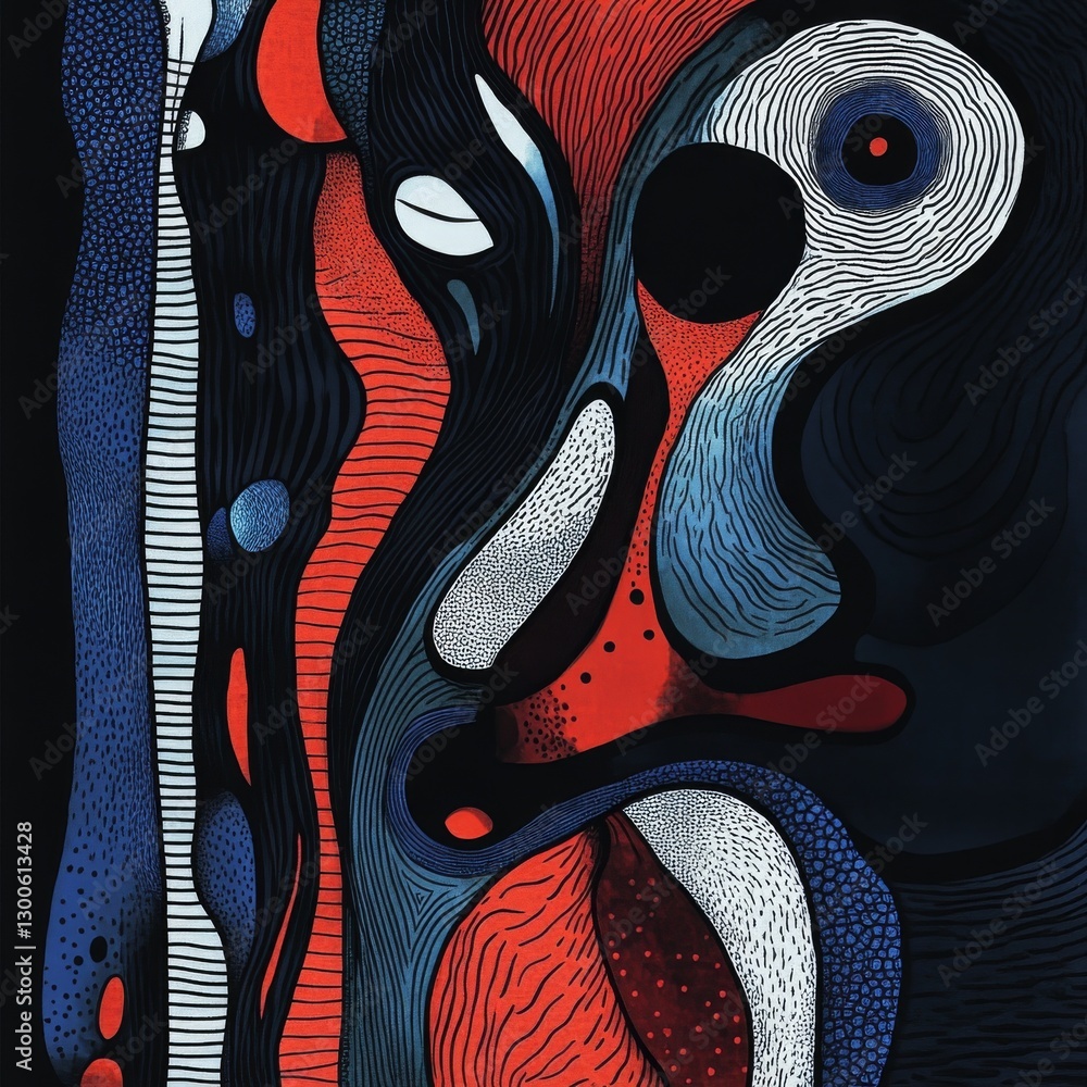 Leinwandbilder abstract expression: a colorful confluence of form, texture, and shadow in a modernist composition.