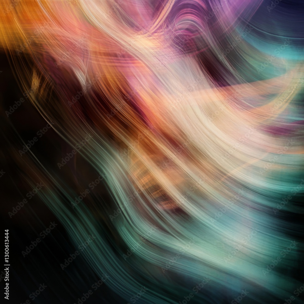 Poster Abstract Flowing Lines with Pastel Colors and Motion Blur: A Serene and Dreamy Visual Experience 