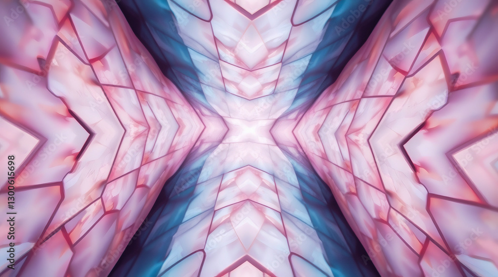 Poster colorful abstract design created with kaleidoscopic patterns of blue and pink hues. generative ai