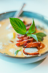 roasted duck in red curry ,Thai Food .