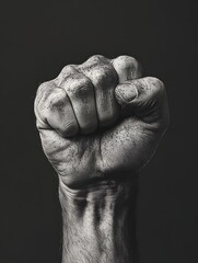 Black and white fist in the air