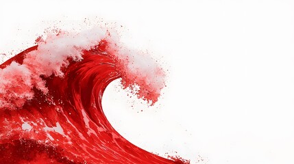 Raging red ocean wave coastal shore nature photography bright environment dynamic viewpoint symbolizing power