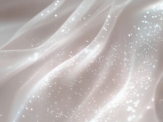 Shimmering white fabric with glittering light reflections. Abstract texture background. Design for wallpaper, poster, invitation, greeting card, banner.