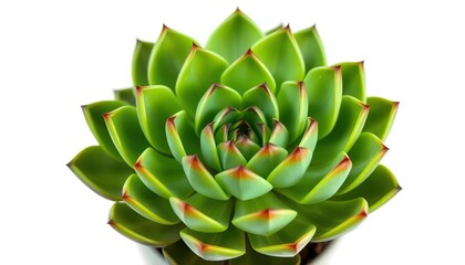 Fototapeta premium A vibrant green succulent plant isolated on a pure white background, flora, plant