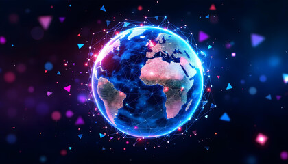 Fototapeta premium The Modern futuristic glowing Globe with technology lines