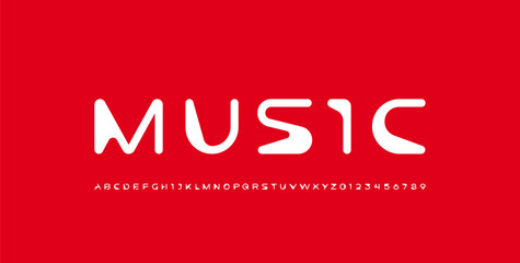 Font digital cyber alphabet, cyberpunk rounded letters A, B, C, D, E, F, G, H, I, J, K, L, M, N, O, P, Q, R, S, T, U, V, W, X, Y, Z and futuristic numerals 0, 1, 2, 3, 4, 5, 6, 7, 8, 9