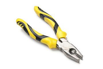 Obraz premium Yellow pliers isolated on white background
