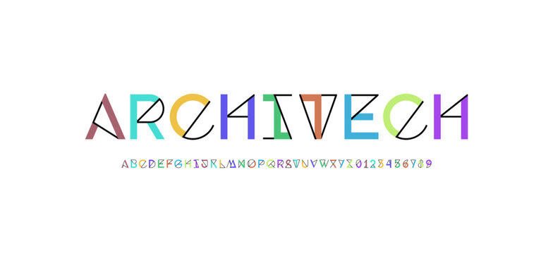 Font alphabet, letters from A to Z and numbers from 0 to 9, vector illustration 10EPS.