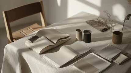 Minimalist Workspace with Neutral Tones and Natural Light