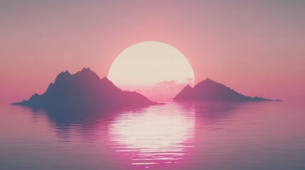 Tranquil Sunset Reflection in Minimalist Style