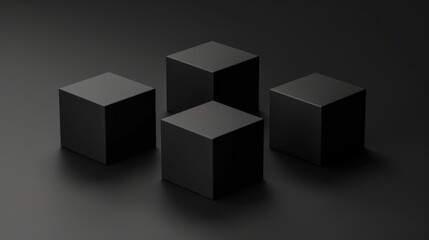 Obraz premium Abstract Black Cubes: Minimalist 3D Render