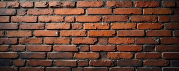 Obraz premium Rough, aged brick wall; uneven mortar, deep shadows, grey, abstract, vintage