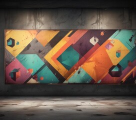 Retro inspired grunge banner with geometric shapes and natural colors ,  abstract,  retro,  banners