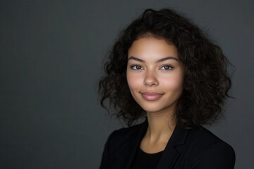 Fototapeta premium Professional headshot in studio with three-point lighting and plain background
