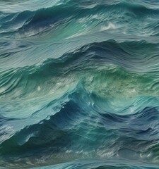 Seamless wavy texture with blue and green hues,  stylized waves,  ocean-inspired