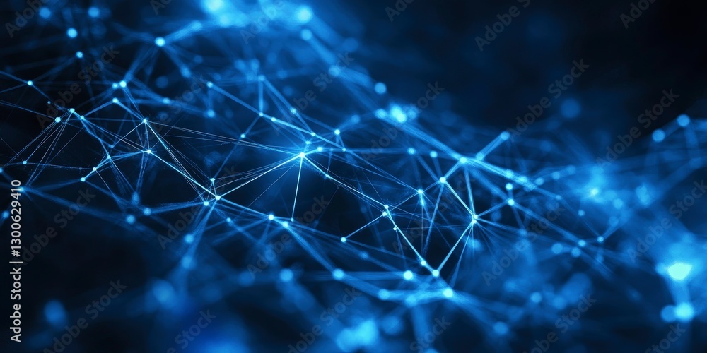 Aufkleber abstract blue background with glowing lines and dots forming an intricate network of connections, sy