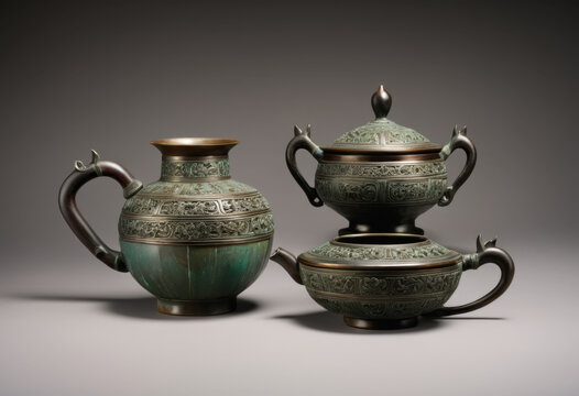 Bronze wine vessels from the late Shang dynasty of China