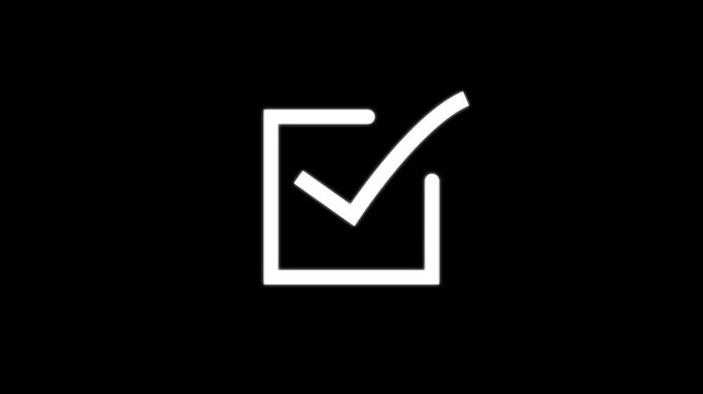 tik mark icon animation. black background check mark 4k video.