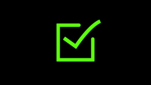 tik mark icon animation. black background check mark 4k video.