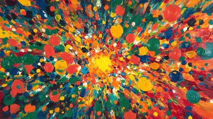 Energetic explosion of color radiating outwards from a central point