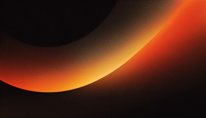 Abstract background, brown orange glowing grainy color gradient shape, black backdrop banner poster header design, noise texture effect
