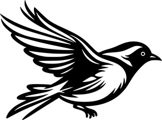 Sparrow | Black and White Vector illustration