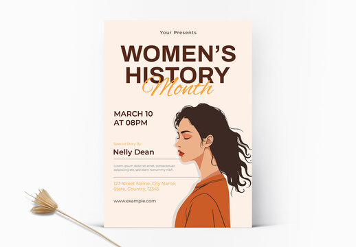 Flat Women's History Month Celebration Flyer
