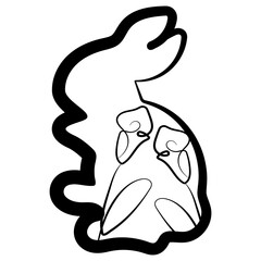 simple icon of rabbit washing with calla lilies in line art style, for logos or holiday designs