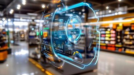 Futuristic Retail Analytics HUD Overlay - Futuristic Technology