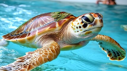Fototapeta premium Sea Turtle in Turquoise Water - Ocean life