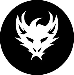 Dragon - Black and White Isolated Icon - Vector illustration