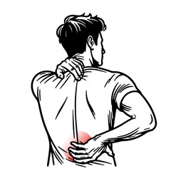 man with backache sketch